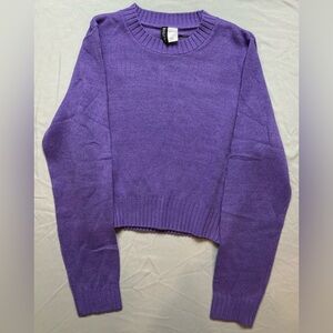 Divided Purple Crew Neck Sweater Knit Cropped